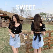 Zhang Adults Big Code Womens Dress Fat Sister Mm Conspicuic Hooded Blouse Jeans Half Skirt Suit Trendy Two Sets Of Summer Clothing