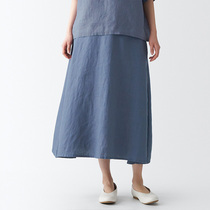 Unprinted fine MUJI female linen - width dress - shaft skirt