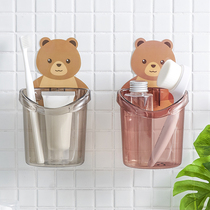 Toilet wall-mounted toothbrush rack bathroom non-punching table suction Wall comb toothpaste storage tube rack box