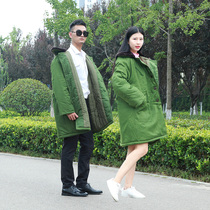 Army Green Coat Cold Coat Removable Cotton Coat Winter Cold Coat Men's and Women's Small Thickened Yellow Coat