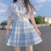jk uniform skirt genuine suit Full set of summer school uniforms Short-sleeved Japanese undead Sichuan high-waisted grid skirt Soft sister pleated skirt