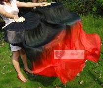 Support custom silk fan belly dance double fan extended dance fan color long silk fan silk long fan