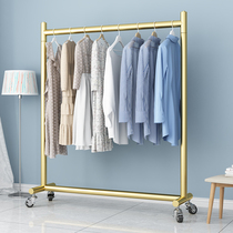 Mobile clothes hanger floor indoor clotheshorse balcony bedroom hanging clothes rod light lavish home folding single lever style with wheel