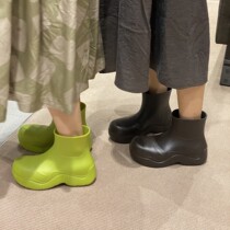 TAOHUAHUA 1 13 new pint giant cute great looks 2022 new thick bottom rain boots Short boot female one foot pedal