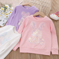 Girls pure cotton cartoon sequin sweatshirt 2022 spring autumn new baby Yangqi girl casual long sleeve headblouse