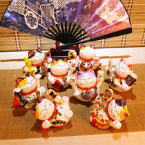 Jimaotang lucky cat small decoration 4 inch mini creative ceramic piggy bank home store opening gift