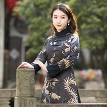 Ruyi wind winter Tang womens Chinese style thick padded jacket cheongsam shirt retro Buddha buckle Chinese tea suit