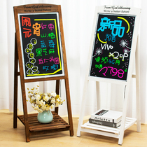 Solid wood blackboard flower stand fluorescent board led color luminous shop door milk tea nail art bar catering clothing Florist Cafe Commercial handwritten charging all-in-one publicity vertical billboard