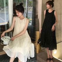 Pregnant women dress summer loose loose fashion sleeveless chiffon dress maternity dress knee long summer vest dress