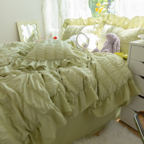 Net red pins Ins four pieces Girl Hearts Princess Wind Spring Summer Beds Bedding Linen Quilt Cover Washed Cotton 1 1 5 1 8