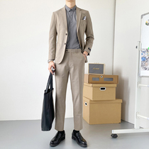 Korean version of single-breasted suit suit suit mens slim trend casual business dress married British handsome small suit men