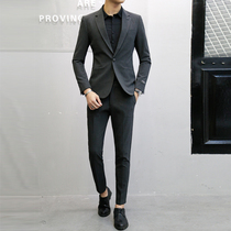  Spring and summer suit suit mens trendy casual ruffian handsome Korean version of slim youth formal best man wedding handsome little suit man