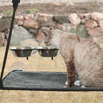 American KH cat bowl cat bowl with suction cup with cat hammock window sill iron frame stainless steel single double Bowl