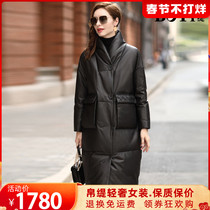 Silk 2021 New Sheepskin European Coat Jacket Fashion Loose Leather Down Jacket Women's Middle School C252