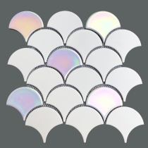 Fish scale handmade tiles White symphony fan-shaped mosaic tiles TV background wall Bathroom kitchen entrance Balcony