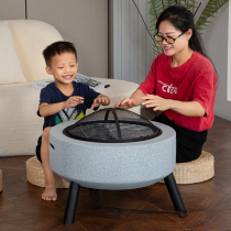 Export villa courtyard outdoor stove heating stove household charcoal brazier round barbecue oven barbecue table winter