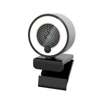 Autofocus 1080P HD Webcam with Ring Fill Light Built in Micr