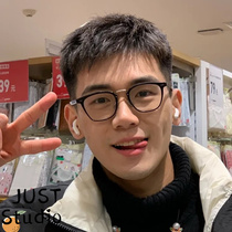 Square black glasses little red book lost with men's casual plain frame can be equipped with degree anti-blue radiation