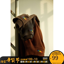WINDERFLIES Rainbow Embroidery Half High Neck Sweater Men