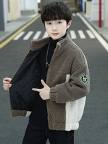 Boys winter clothes 2021 New coat childrens one velvet Padded cashmere Lamb hair boy autumn winter foreign style coat