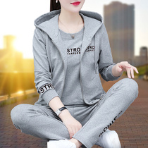 Sportswear Suit Women Spring Autumn 2022 New Loose Casual Ocean Gas Fashion Moms Minus Wear Clothing Three Sets