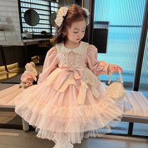 Girl Spring Dress Dress Child Loretta 2023 Mesh Red Baby Spring New Princess Nepotism Dress Girl Dress