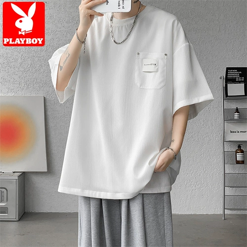 Playboy, летняя шелковая трендовая футболка с коротким рукавом, изысканный стиль, подходит для подростков