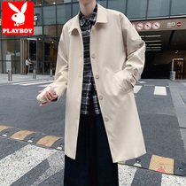 Playboy 2021 new mens windbreaker coat spring and autumn casual high-end British long coat