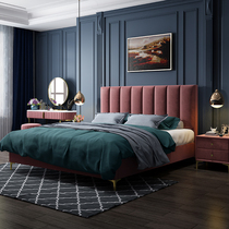 Light luxury fabric bed Nordic simple modern 1 8 meters Hong Kong style net red bed ins Master bedroom double bed Wedding bed Technology cloth