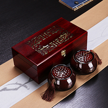High-grade black tea green tea gift box packaging ceramic tea jar Dahongpao Puer empty box universal wooden box holiday gift