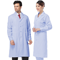 White coat long sleeve blue female doctor clothes college students Medical chemistry laboratory isolation clothes work clothes nurse clothes