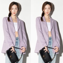 Golden Morning Tongan Pale Purple Little Suit Jacket Woman 2021 Fall New Fried Street Superior Temperament Western Suit Blouse
