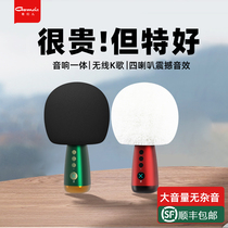 Singer microphone audio integrated microphone singing small dome national children home mobile phone TV wireless Bluetooth song artifact suitable for singing Bar live sound card special wheat