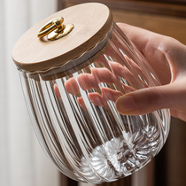 Glass glass tea jar Japanese home sealed glass Nordic snack storage flower tea sugar tea storage box