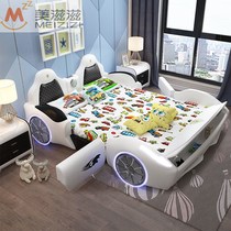  Childrens bed Boy with guardrail single bed 1 5 meters cartoon solid wood multi-function girl boy sports car car bed