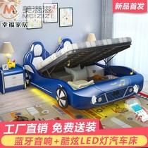  Childrens bed boys solid wood 1 5 meters children with guardrail car modeling bed 1 2 meters youth multi-function