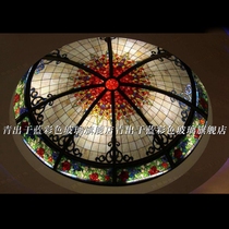 Customized dome ceiling color Art decorative church glazed flower glass background wall painted inlaid glass