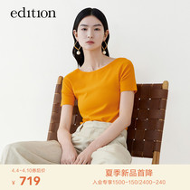 edition boat collar knitwear woman 2022 summer new design sensation small crowdknit T-shirt short sleeve blouse