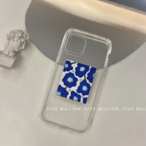 Wu million original Niche Cream Gel phone case Klein blue abstract flowers three-dimensional creative DIY Protective case