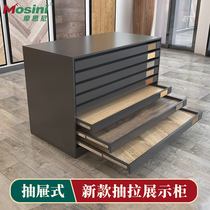 Single row drawer type tile pull-out display rack Wooden floor display rack Push-pull sample floor tile stone multi-functional vertical