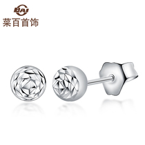 Cai hundred jewelry platinum earrings ladies new fashion platinum Pt950 round laser earrings