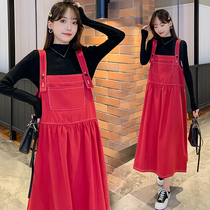 Pregnant Womens Autumn Winter Set 2021 Fashion Slim Slim Knitted Sweater Top Strap Dress Two Piece
