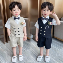 Boy dress Shirt suit Summer childrens flower girl suit Male treasure year-old host suit Piano performance suit
