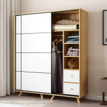 Large wardrobe combination overall modern simple home bedroom cabinet solid wood simple sliding door wardrobe rental room