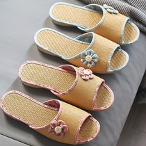  Yuangang rattan slippers female woven summer indoor wedge heel non-slip home household wooden floor grass mat cool slippers summer