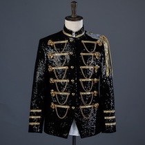 Black European Mens Court Performance Nightclub Mens Dress Mens Suit Host Clothing