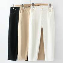 Middle-aged womens pants summer cotton elastic casual pants fat mother plus size ankle-length pants Joker loose straight pants