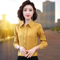 Autumn satin chiffon shirt women long sleeve 2021 new high end shirt foreign style top base shirt fashion mom