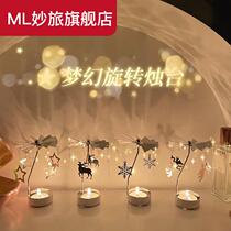 ins wind girl hearts dream starry sky spinning candlesticks romantic candlelight walking horse light table dinner table hem presents