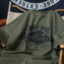 Meta-old Summer American made old printed short sleeves T-shirt male casual ochre round collar vintage washed retro